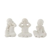 MONK DECO SEE HEAR SPEAK POLY WHITE     - DECOR OBJECTS